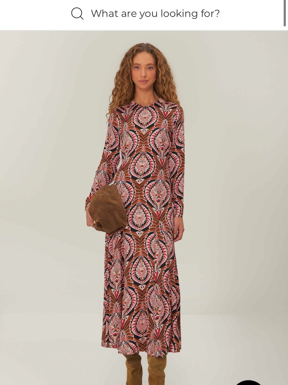 FARM Rio Pink & Brown Printed Long-Sleeve Maxi Dress